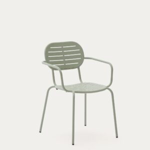 Silla apilable de exterior con reposabrazos Brai de acero galvanizado turquesa