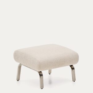 Reposapiés Amsen beige con patas de acero inoxidable cepillado 68 x 55 cm