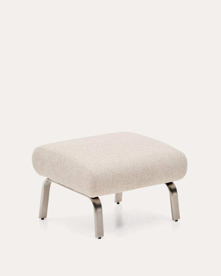 Reposapiés Amsen beige con patas de acero inoxidable cepillado 68 x 55 cm
