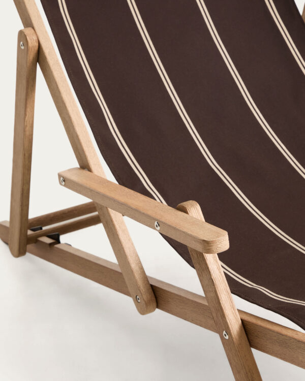 Hamaca plegable de exterior Vilara rayas marrón y beige de madera maciza de acacia FSC 100