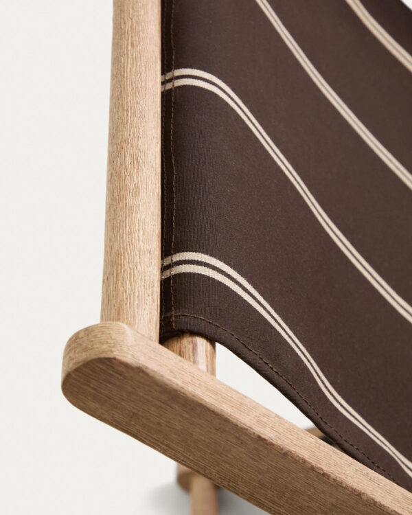 Hamaca plegable de exterior Vilara rayas marrón y beige de madera maciza de acacia FSC 100