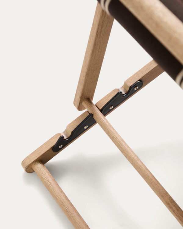 Hamaca plegable de exterior Vilara rayas marrón y beige de madera maciza de acacia FSC 100