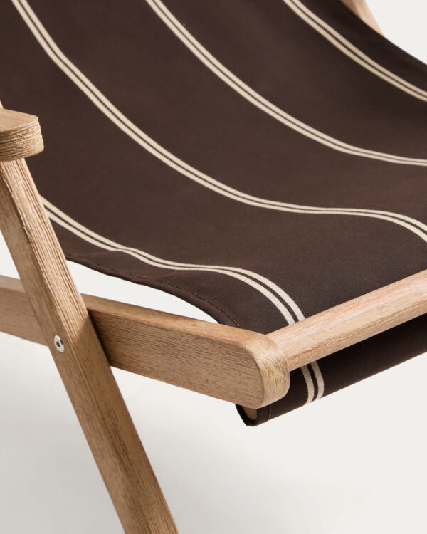Hamaca plegable de exterior Vilara rayas marrón y beige de madera maciza de acacia FSC 100