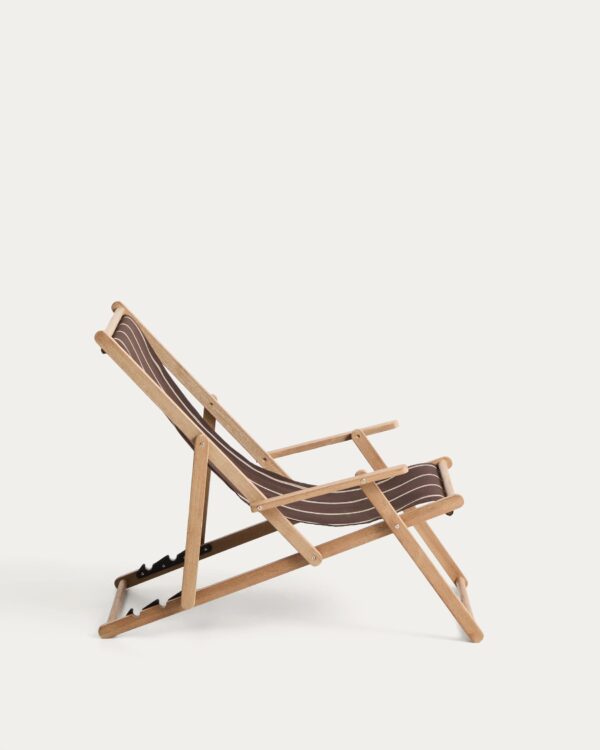 Hamaca plegable de exterior Vilara rayas marrón y beige de madera maciza de acacia FSC 100