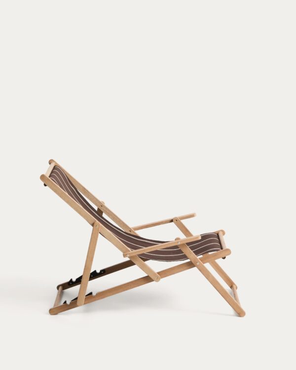Hamaca plegable de exterior Vilara rayas marrón y beige de madera maciza de acacia FSC 100