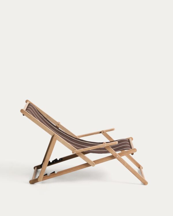 Hamaca plegable de exterior Vilara rayas marrón y beige de madera maciza de acacia FSC 100