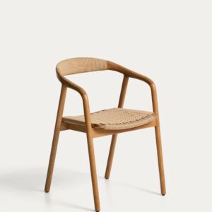 Silla Derile de madera maciza de roble acabado tono natural y cuerda de papel beige FSC Mi