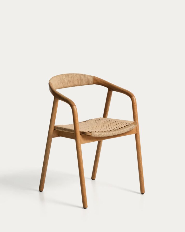 Silla Derile de madera maciza de roble acabado tono natural y cuerda de papel beige FSC Mi