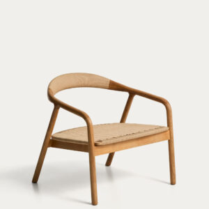 Butaca Derile de madera maciza de roble acabado tono natural y cuerda de papel beige FSC M