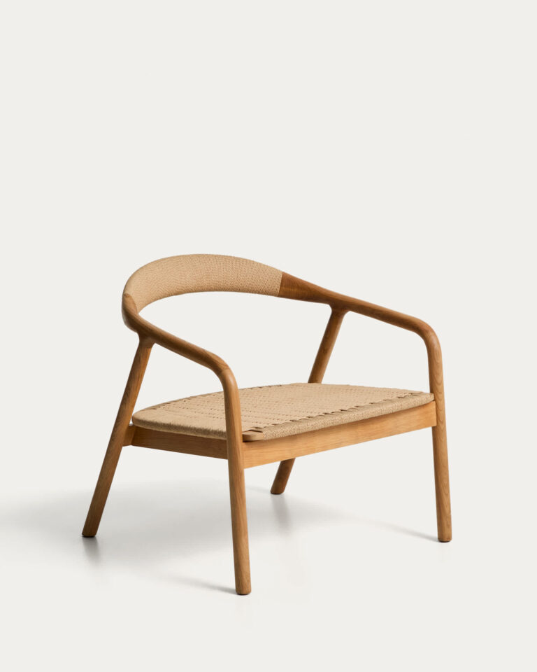 Butaca Derile de madera maciza de roble acabado tono natural y cuerda de papel beige FSC M
