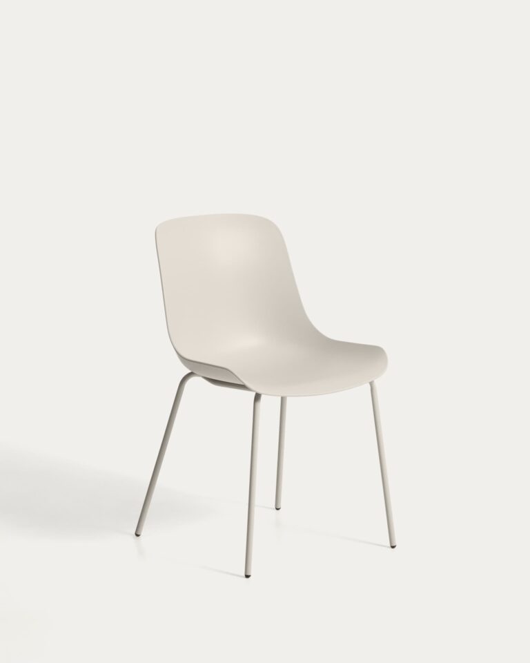 Silla Altea beige y patas de acero con acabado beige