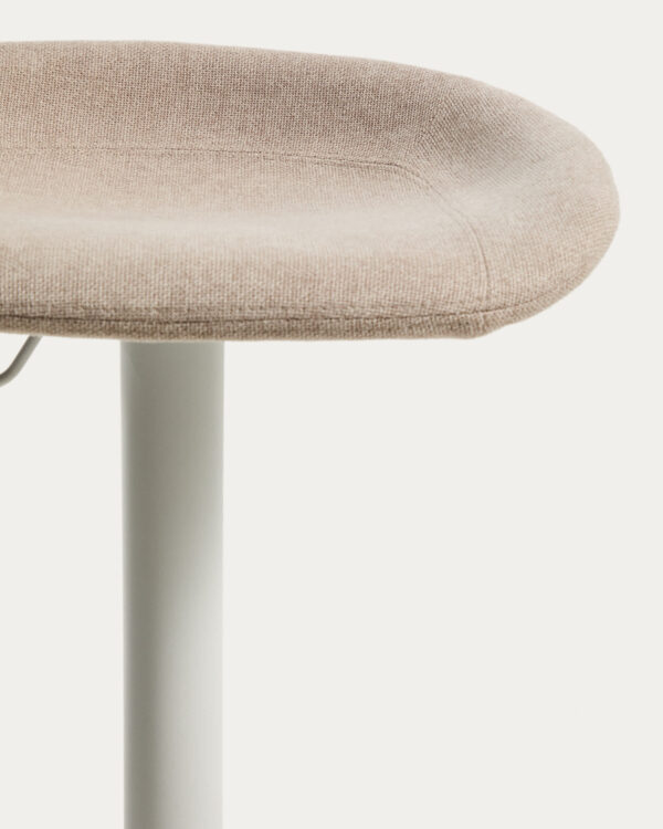Taburete Danua de chenilla beige y acero blanco mate 68-89 cm FSC 100%