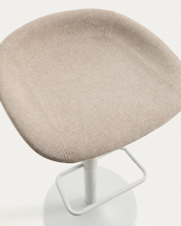 Taburete Danua de chenilla beige y acero blanco mate 68-89 cm FSC 100%
