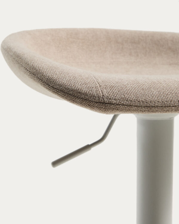 Taburete Danua de chenilla beige y acero blanco mate 68-89 cm FSC 100%