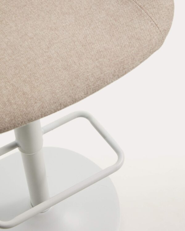 Taburete Danua de chenilla beige y acero blanco mate 68-89 cm FSC 100%
