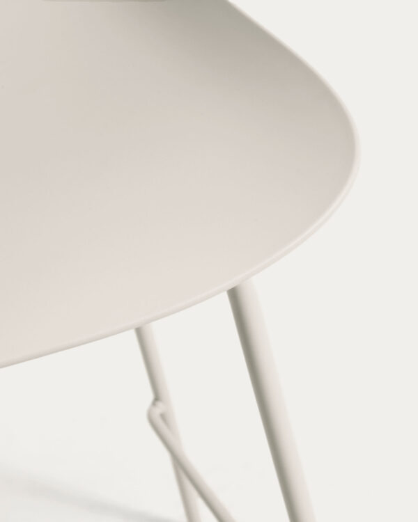 Taburete Altea beige y patas de acero con acabado beige 65 cm