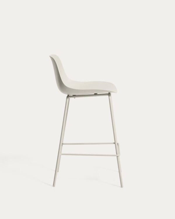 Taburete Altea beige y patas de acero con acabado beige 65 cm