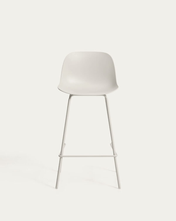 Taburete Altea beige y patas de acero con acabado beige 65 cm
