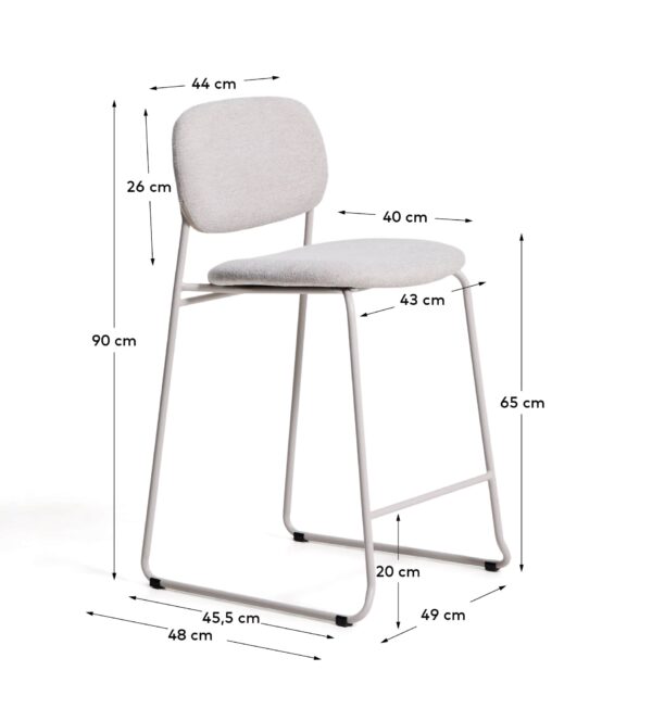 Taburete apilable Meli de chenilla beige y patas de metal beige FSC Mix Credit 65 cm