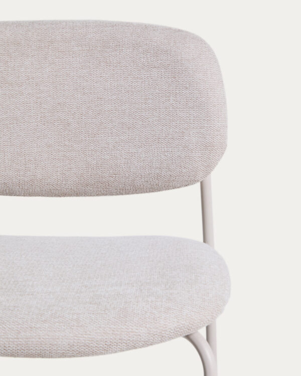 Taburete apilable Meli de chenilla beige y patas de metal beige FSC Mix Credit 65 cm