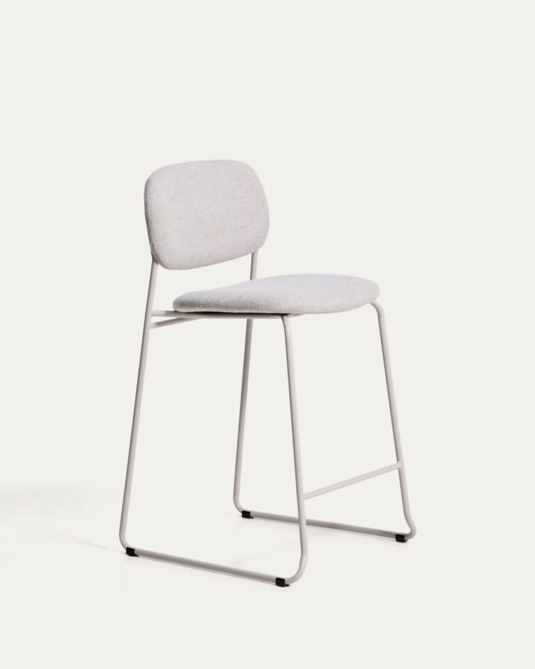 Taburete apilable Meli de chenilla beige y patas de metal beige FSC Mix Credit 65 cm