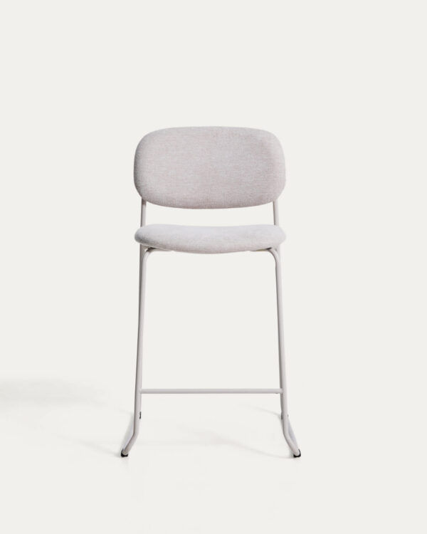 Taburete apilable Meli de chenilla beige y patas de metal beige FSC Mix Credit 65 cm