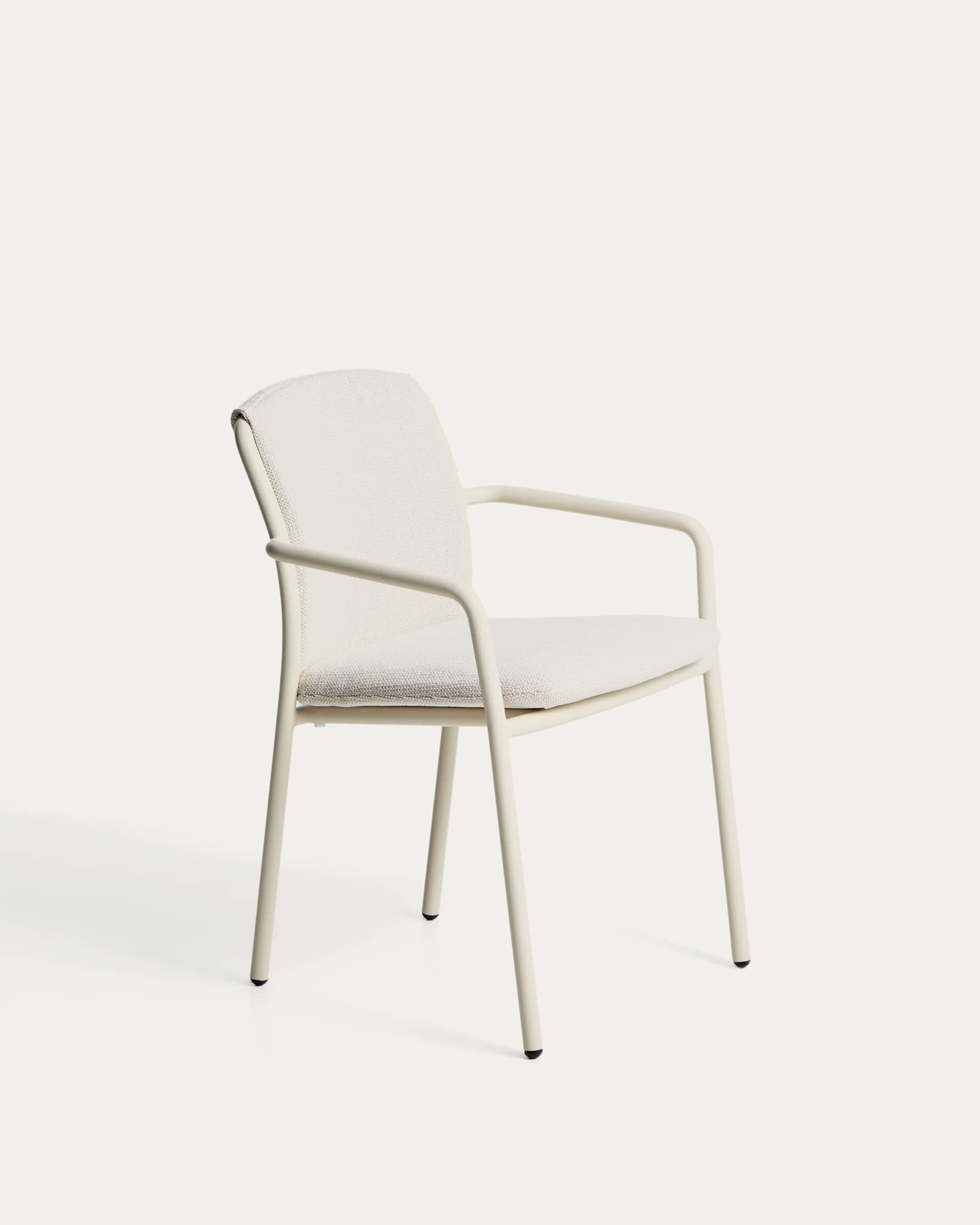 Silla apilable de exterior Linosa de aluminio crudo con cojín beige