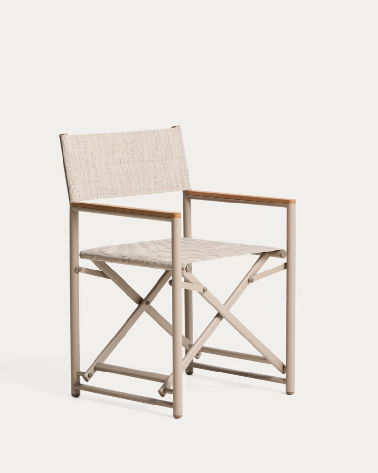 Silla plegable de exterior Tisno de aluminio topo y texteline topo