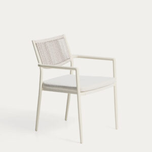 Silla apilable de exterior Argasi de aluminio crudo y cuerda sintética gris