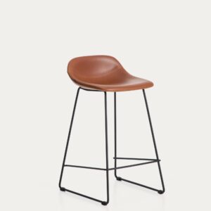 Taburete Zahara de poliuretano marrón y patas de acero con acabado negro 76 cm FSC 100%