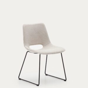 Silla Zahara beige y patas de acero con acabado negro FSC 100%