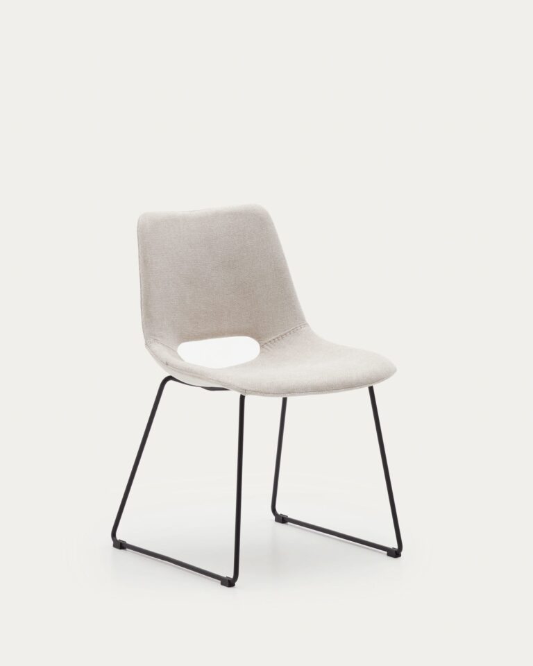 Silla Zahara beige y patas de acero con acabado negro FSC 100%