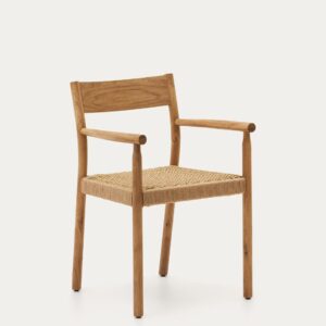 Silla Yalia de madera maciza de roble con acabado natural y asiento de cuerda FSC Mix Cred