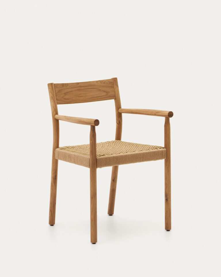 Silla Yalia de madera maciza de roble con acabado natural y asiento de cuerda FSC Mix Cred