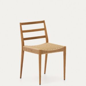 Silla Analy de madera maciza de roble con acabado natural y asiento de cuerda FSC Mix Cred