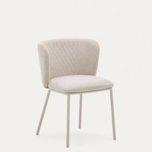 Silla Ciselia de chenilla beige y acero beige FSC Mix Credit