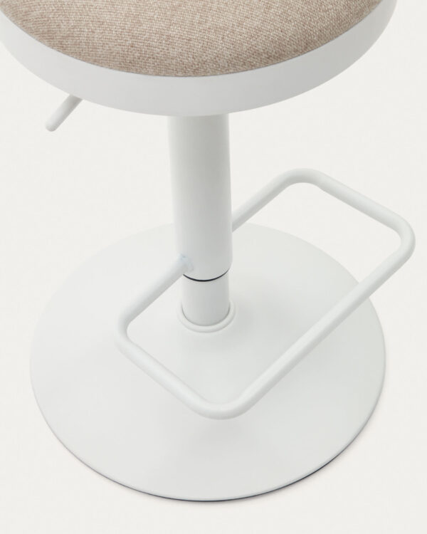 Taburete Zaib de chenilla beige y acero blanco mate altura 63-84 cm FSC 100%