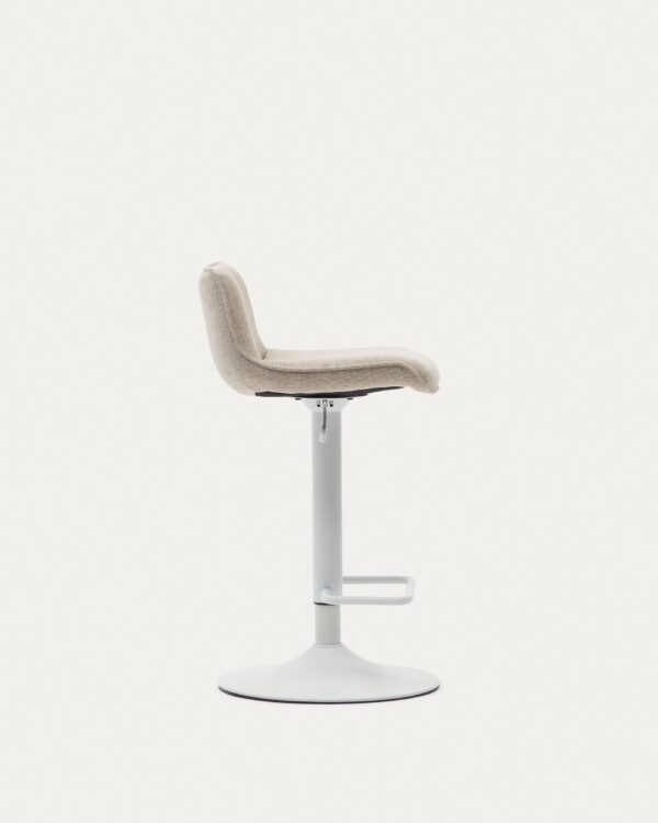 Taburete Zenda de chenilla beige y acero blanco mate 81-102 cm FSC 100%
