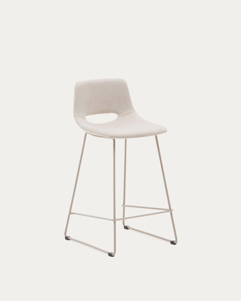 Taburete Zahara beige y acero con acabado beige altura 65 cm FSC 100%