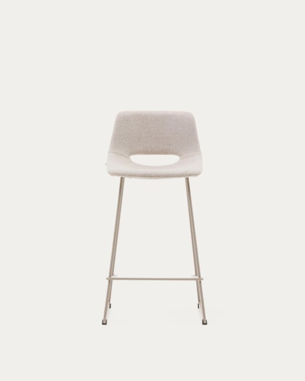 Taburete Zahara beige y acero con acabado beige altura 65 cm FSC 100%