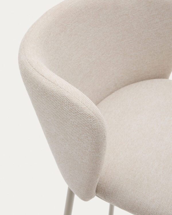Taburete Ciselia de chenilla beige y acero beige altura 75 cm FSC Mix Credit