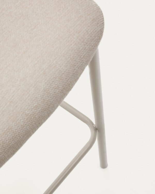 Taburete Ciselia de chenilla beige y acero beige altura 75 cm FSC Mix Credit