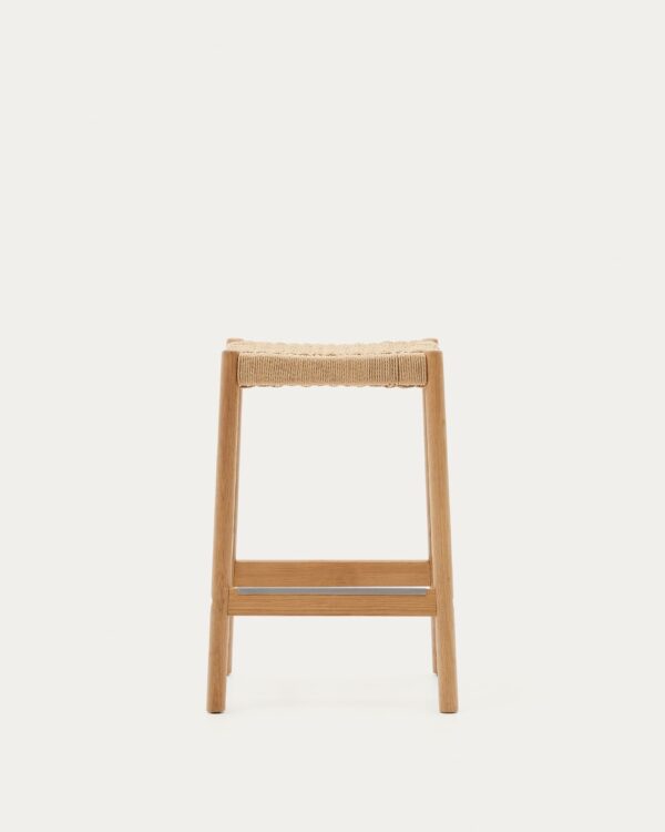 Taburete Yalia de madera maciza de roble con acabado natural y cuerda altura 65 cm FSC100%
