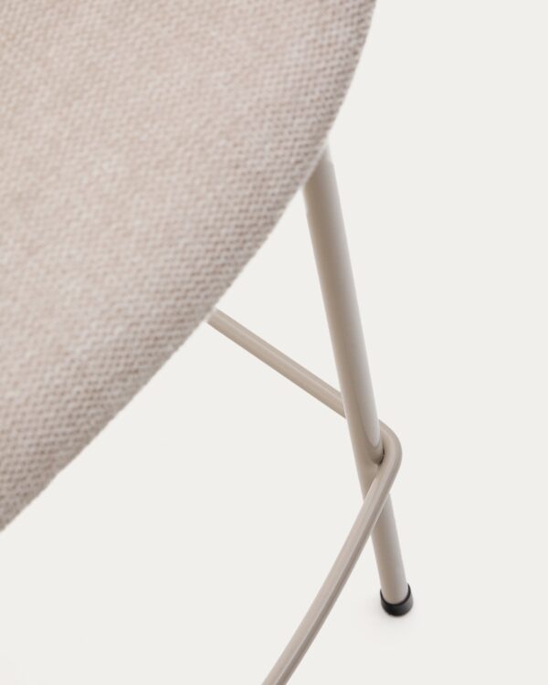 Taburete Yvette de chenilla beige y patas de acero con acabado beige altura 65 cm