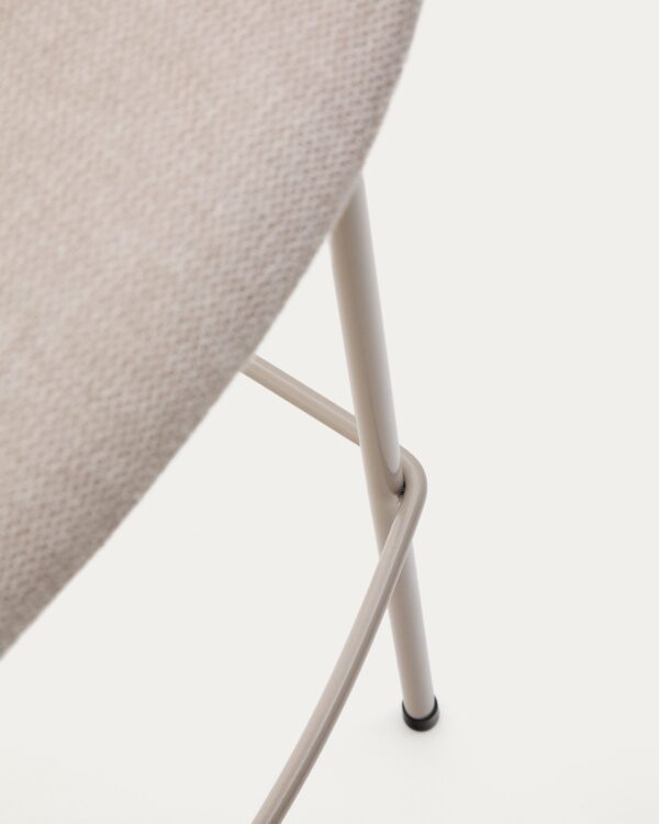 Taburete Yvette de chenilla beige y patas de acero con acabado beige altura 75 cm