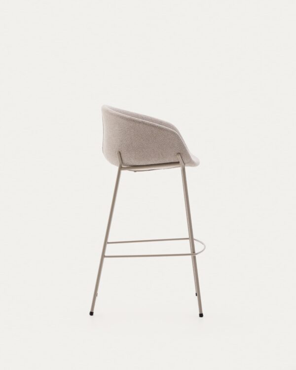 Taburete Yvette de chenilla beige y patas de acero con acabado beige altura 75 cm