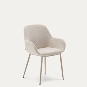Silla Konna beige y patas de acero con acabado pintado beige