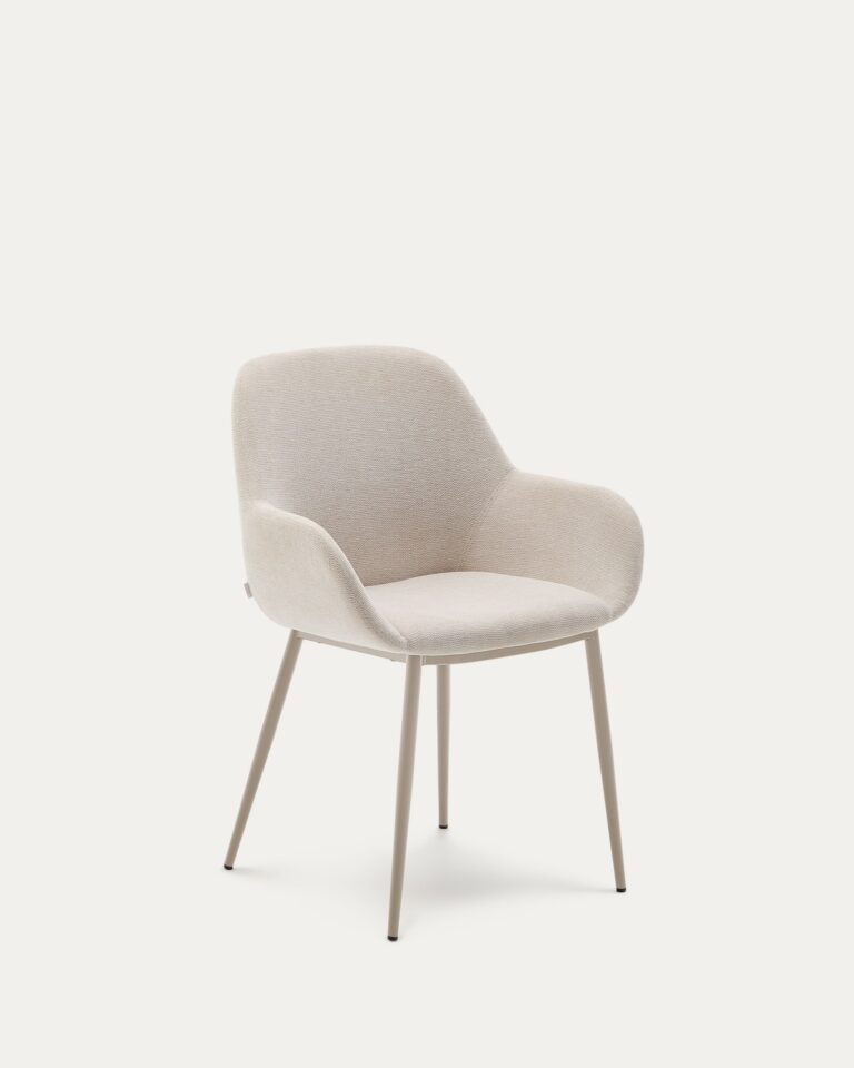 Silla Konna beige y patas de acero con acabado pintado beige