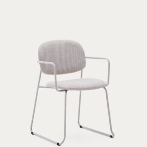 Silla Meli de chenilla beige y estructura de metal beige FSC Mix Credit