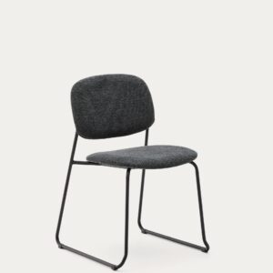 Silla apilable Meli de chenilla gris y patas de metal gris FSC Mix Credit